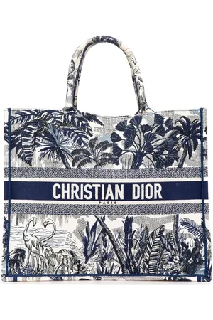 Dior 2020 Large Canvas Embroidered Palm Tree Toile De Jouy Book tote bag
