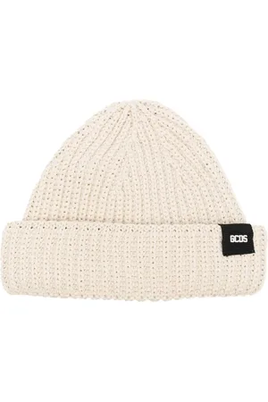 GCDS Logo-patch ribbed knit beanie