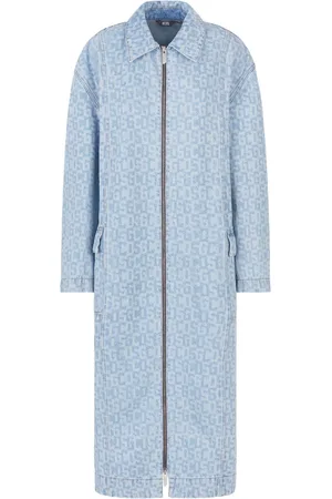 GCDS Logo-jacquard denim coat
