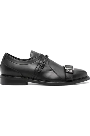 GCDS Logo-lettering leather derby shoes