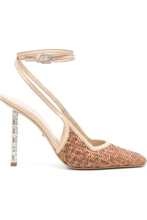 GCDS 100mm Cube monogram-raffia pumps