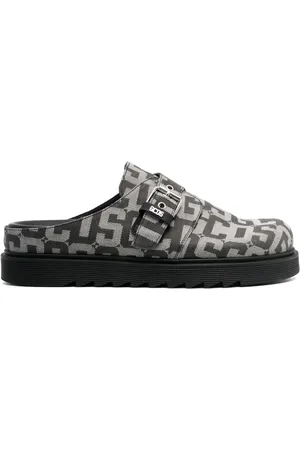 GCDS Monogram-print buckled mules
