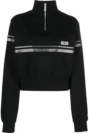 GCDS Logo-print crystal-embellished sweatshirt