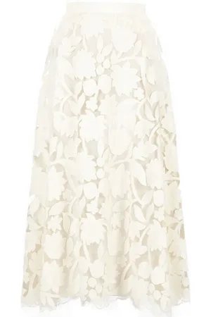 Elie saab Tulle embroidered midi skirt