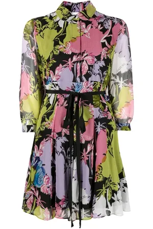 Patou Floral-print silk shirt dress