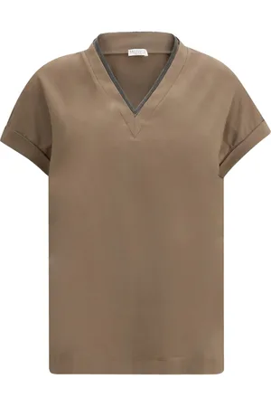 Brunello Cucinelli V-neck short-sleeve top