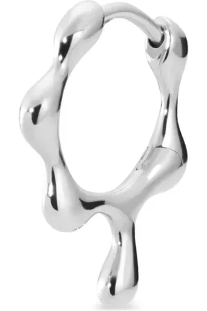 Maria Black 14kt white gold Clover huggie earring