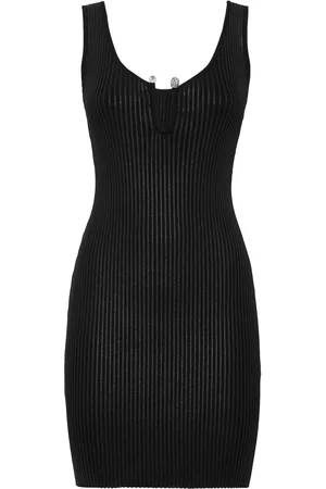 Philipp Plein Coated ribbed-knit minidress