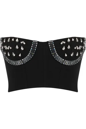 AREA Crystal-embellished bustier top