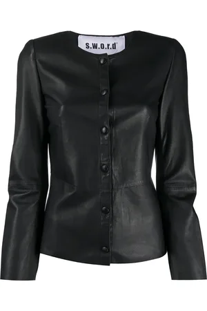 s.w.o.r.d 6.6.44 Collarless leather jacket
