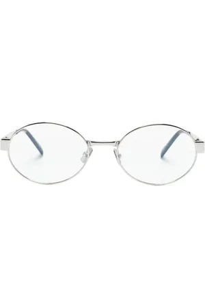 Saint Laurent Logo-engraved oval-frame glasses