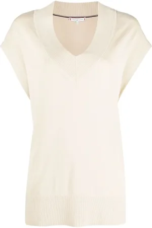 Tommy Hilfiger V-neck cotton-lyocell blend top
