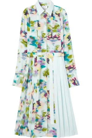 ST. JOHN Abstract floral-print shirt dress