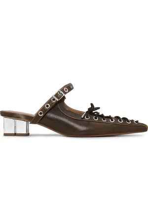 Ganni 35mm eyelet-embellished mules