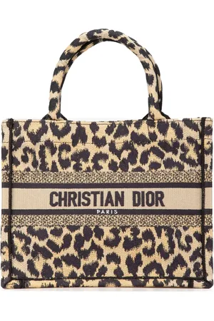 Dior 2022 Mizza Small Embroidered Canvas Leopard Book tote bag