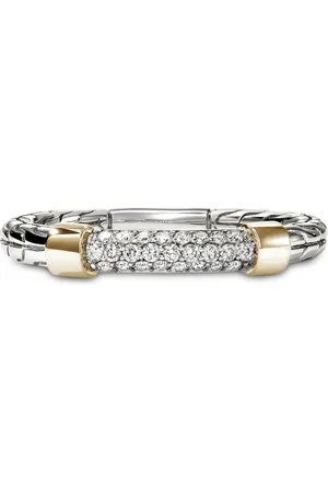 John Hardy 14K yellow gold and sterling diamond pavé ring