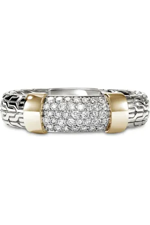 John Hardy 14K yellow gold and sterling diamond pavé ring