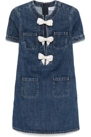 Self-Portrait Denim bow mini dress