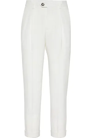 Brunello Cucinelli Pleat-detailing linen tapered trousers
