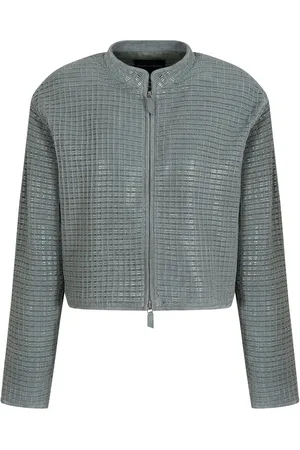 Emporio Armani Geometric-panelled leather jacket