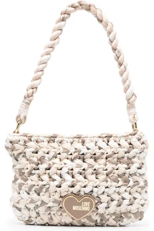 Moschino Logo-plaque crochet shoulder bag