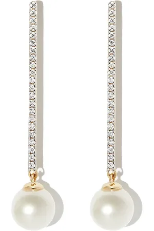 Mateo 14kt yellow diamond pavé pearl drop earrings