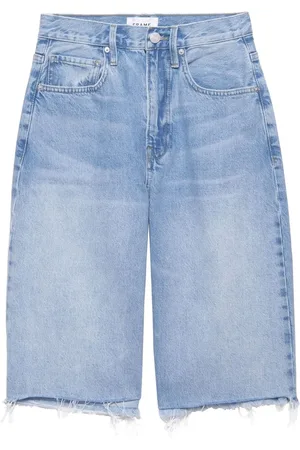 Frame Raw-edge cotton denim shorts