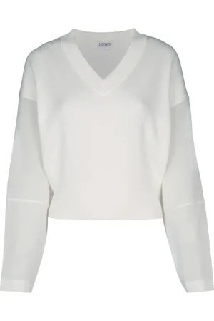 Brunello Cucinelli V-neck contrast-panel sweater