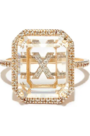 Mateo 14kt yellow X Initial diamond ring