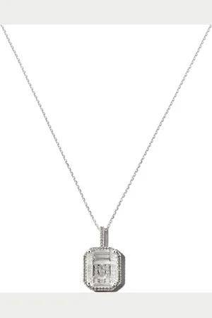 Mateo 14kt white gold M Initial diamond frame pendant necklace