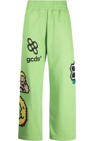 GCDS Plush motif-print wide-leg track pants