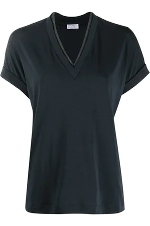 Brunello Cucinelli Short-sleeve fitted blouse