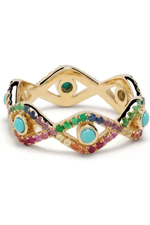 Sydney Evan 14kt yellow gold Rainbow Evil Eye Eternity multi-stone ring
