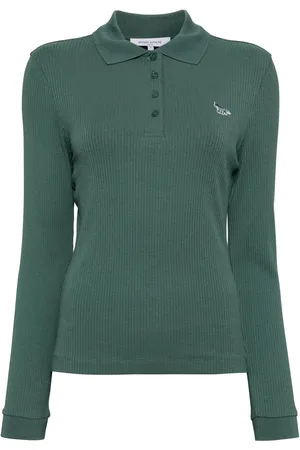 Maison Kitsuné Fine-ribbed long-sleeved polo shirt