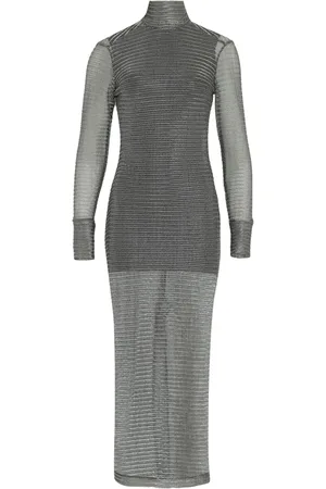 Gloria Coelho Metallic-effect high-neck dress