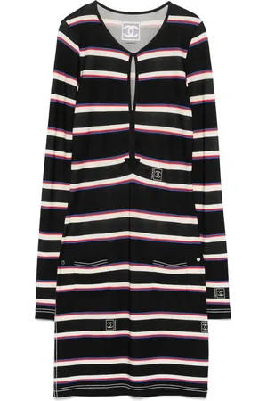CHANEL Striped midi dress