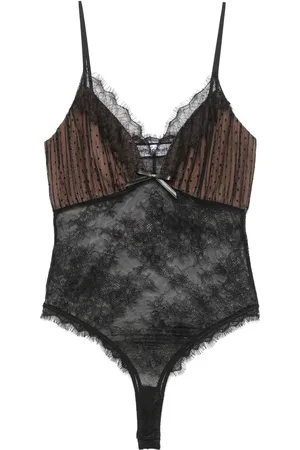 Self-Portrait Dot-pattern mesh bodysuit