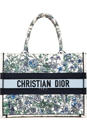 Dior 2023 Medium Canvas Embroidered Flowers Book tote bag
