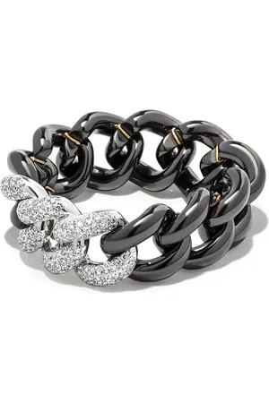 Shay 18kt white gold diamond link ring