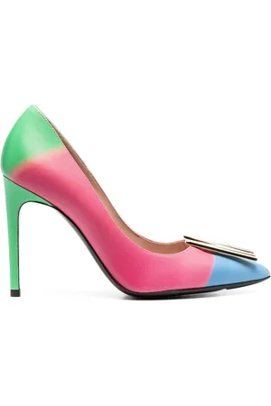 Moschino 100m logo-plaque leather pumps