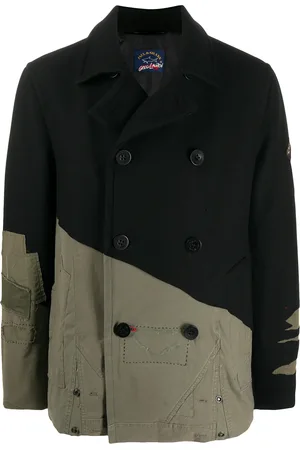 GREG LAUREN Contrast panel distressed peacoat