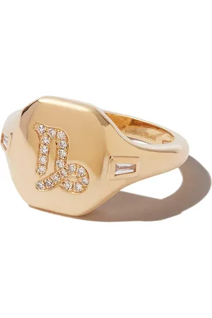 Shay 18kt yellow Capricorn diamond signet ring