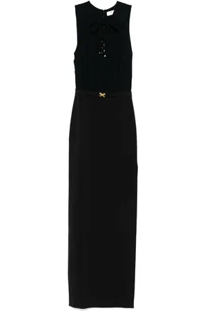 Elisabetta Franchi Lace-up crepe maxi dress