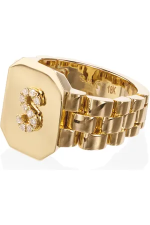 Shay Metallic initial 18kt diamond signet ring