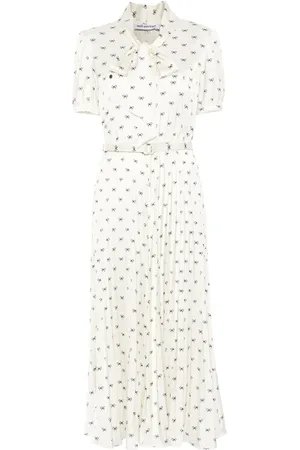 Self-Portrait Satin bow-print midi dress