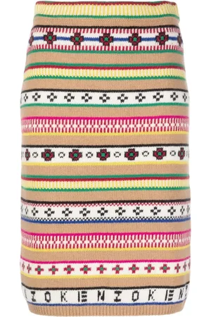 Kenzo Intarsia-knit high-waisted skirt