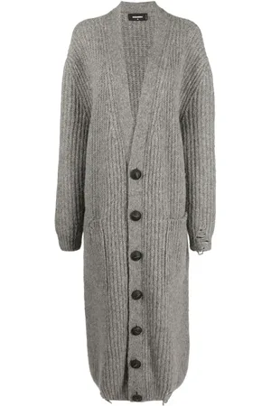 Dsquared2 Button-up ribbed long cardigan