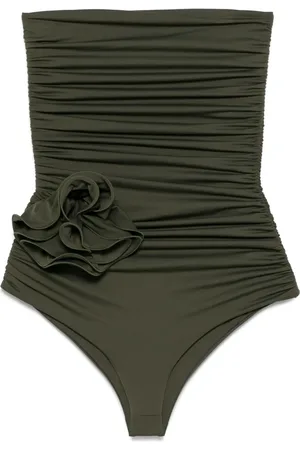 MAGDA BUTRYM Flower-appliqué draped swimsuit