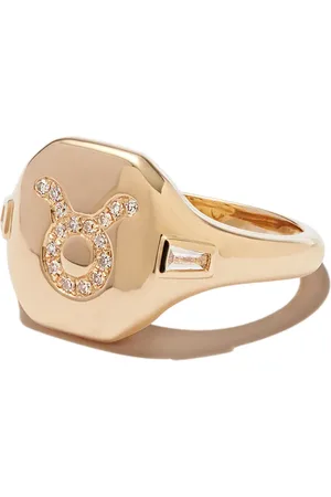 Shay 18kt yellow Taurus diamond signet ring