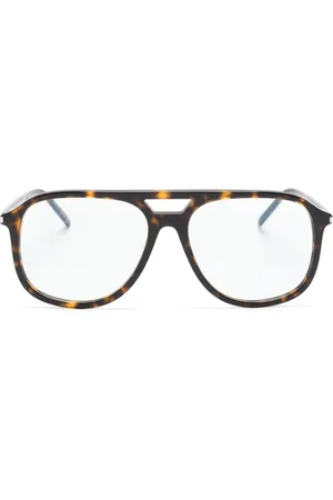 Saint Laurent Tortoiseshell-effect pilot-frame glasses